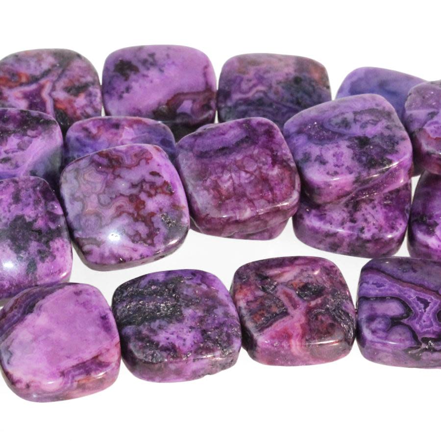 Dakota Stones Purple Crazy Lace Agate 12mm Square Bead Strand