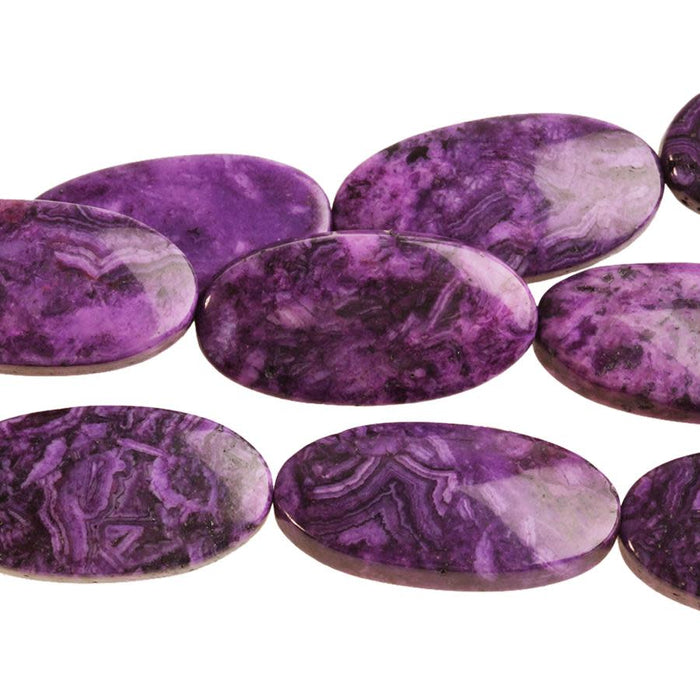 Dakota Stones Purple Crazy Lace Agate 15x30mm Oval 7-Inch Bead Strand