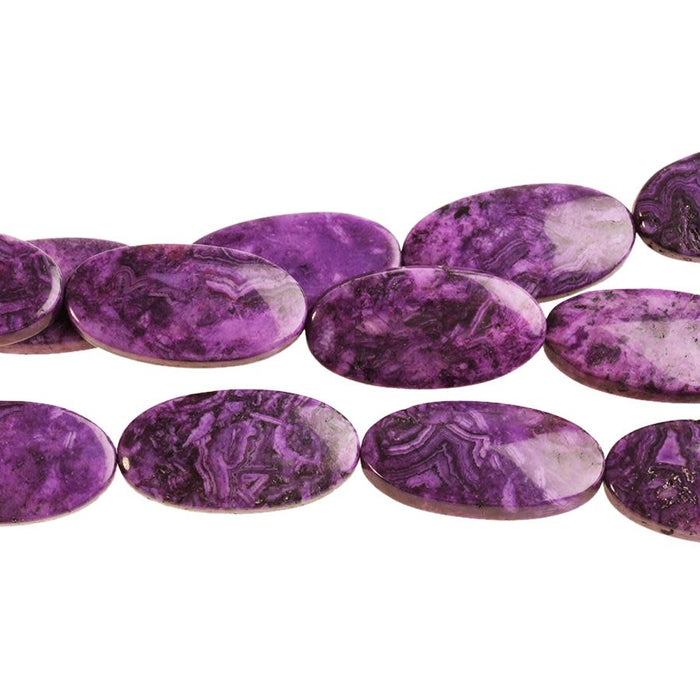 Dakota Stones Purple Crazy Lace Agate 15x30mm Oval 7-Inch Bead Strand