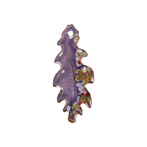Charm, Oak Leaf 35x16mm, Enameled Brass Purple Vineyard Blend, by Gardanne Beads (1 Piece)