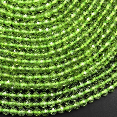 Natural Peridot 2mm Faceted Round Bead Strand - AAA+ Grade