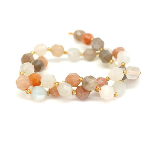 Dakota Stones Peach Moonstone Faceted 10mm Energy Prism Bead Strand