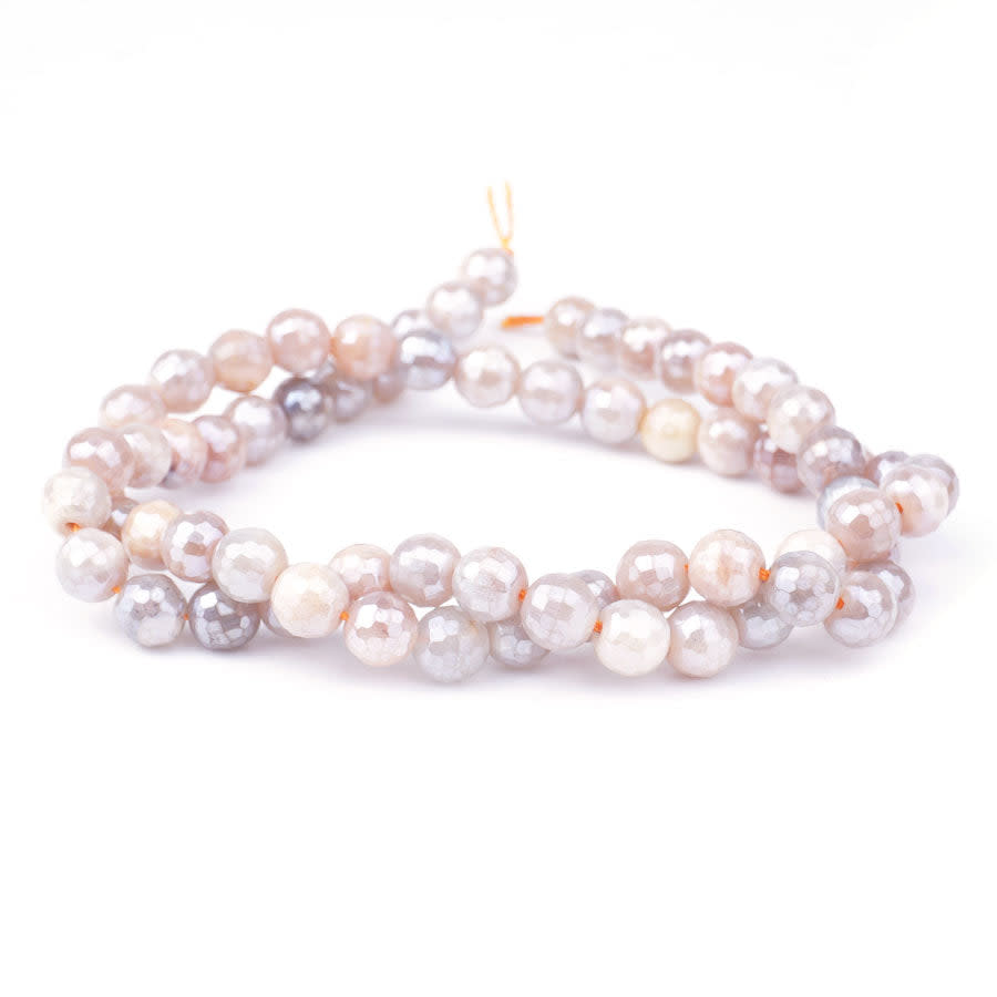 Peach Moonstone Plated 6mm Round Faceted - 15-16 Inch