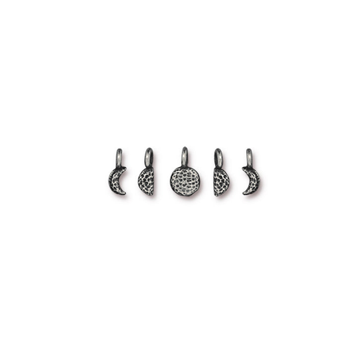 Metal Charm, Moon Phase Set, Antiqued Pewter, by TierraCast (1 Set)