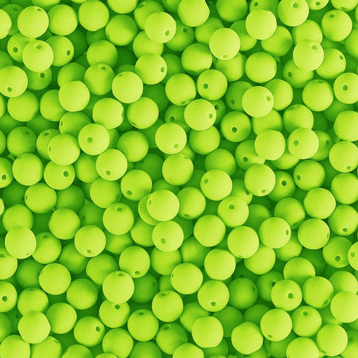 PRECIOSA Czech Glass Bead Strand 4mm, Velvet Neon Lime