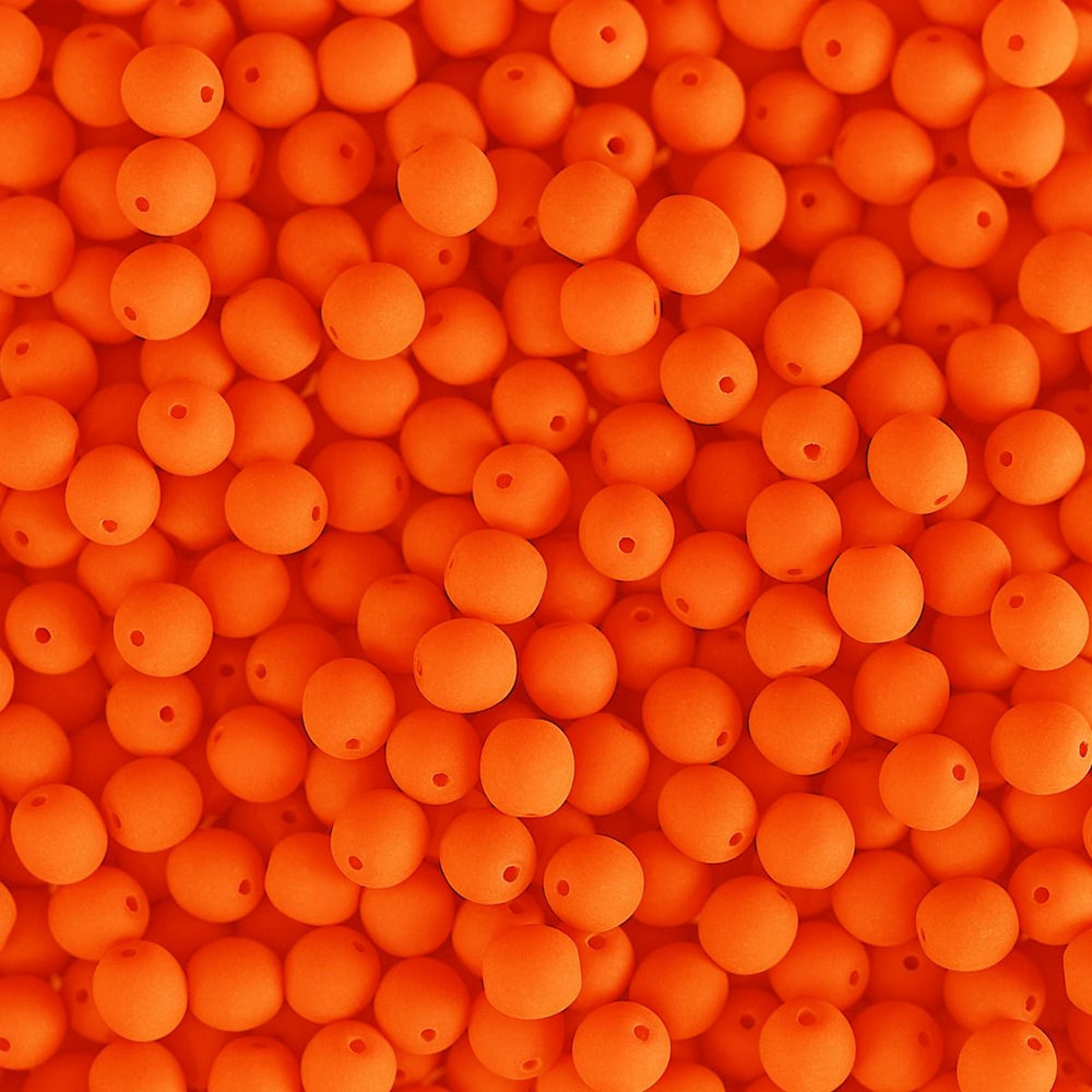 PRECIOSA Czech Glass Bead Strand 4mm, Velvet Neon Orange