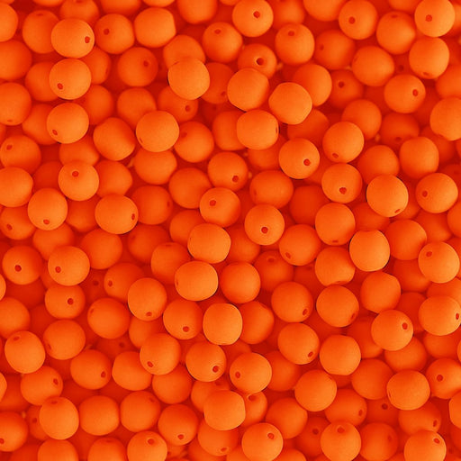 PRECIOSA Czech Glass Bead Strand 4mm, Velvet Neon Orange