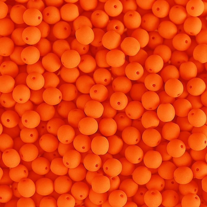 PRECIOSA Czech Glass Bead Strand 4mm, Velvet Neon Orange