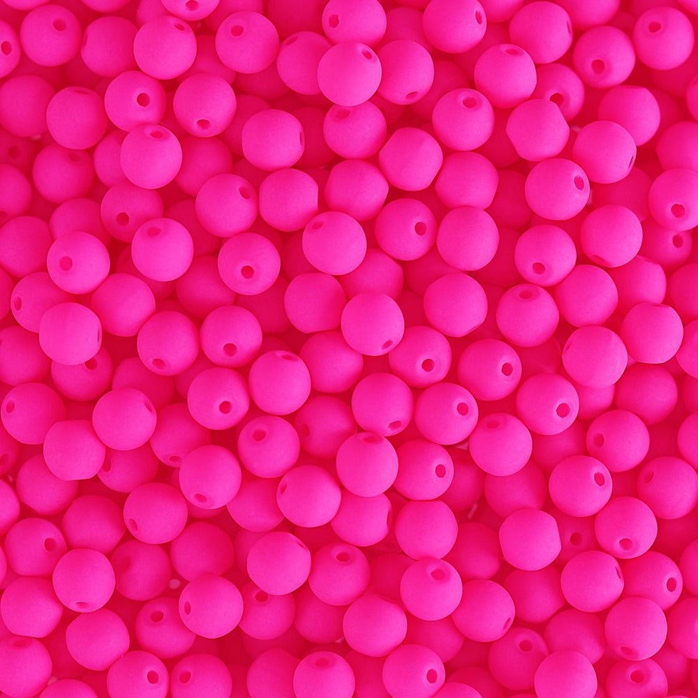 PRECIOSA Czech Glass Bead Strand 4mm, Velvet Neon Pink