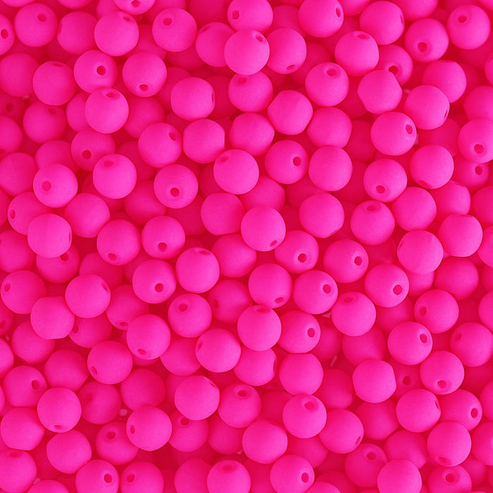 PRECIOSA Czech Glass Bead Strand 4mm, Velvet Neon Pink