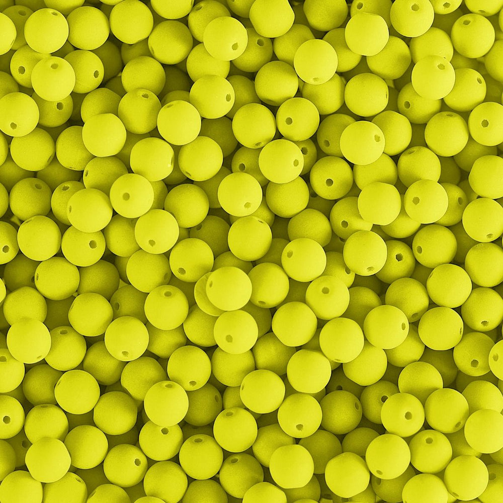 PRECIOSA Czech Glass Bead Strand 4mm, Velvet Neon Yellow