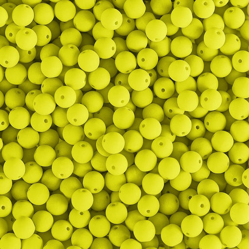 PRECIOSA Czech Glass Bead Strand 4mm, Velvet Neon Yellow