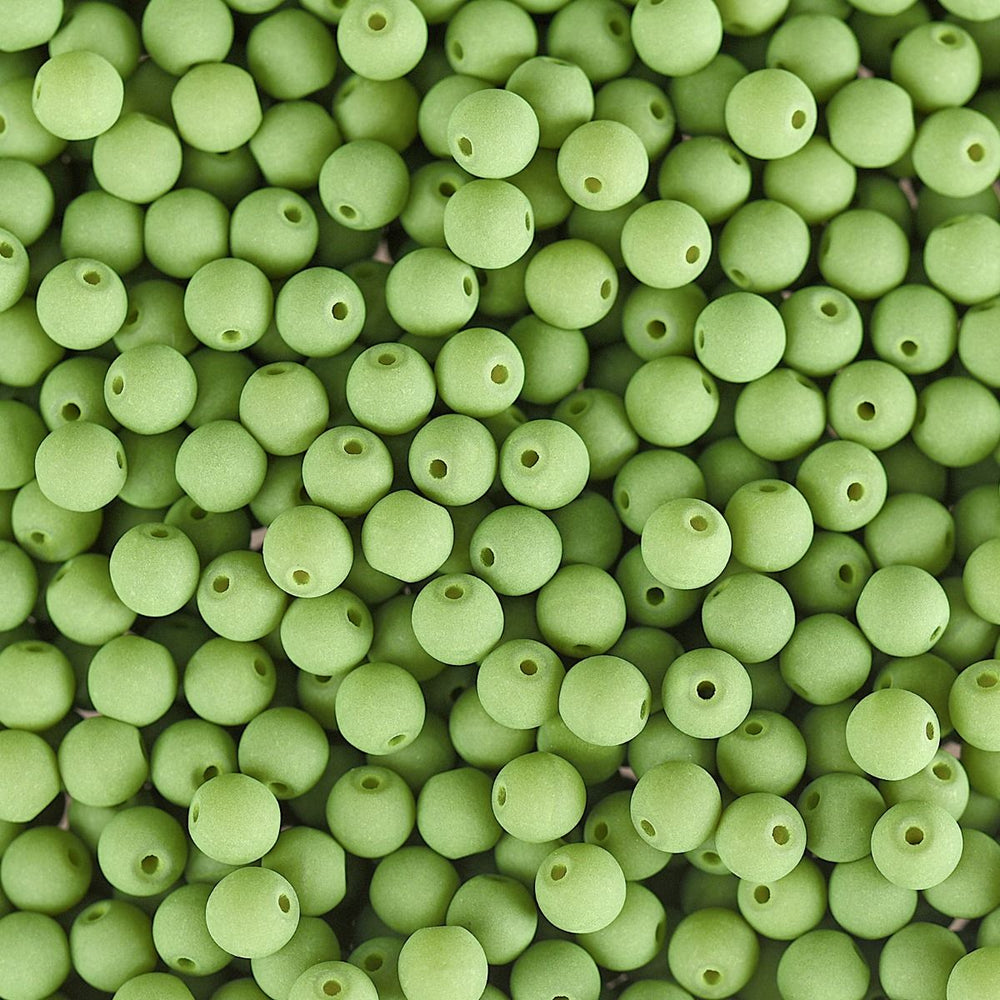 PRECIOSA Czech Glass Bead Strand 4mm, Velvet Soft Lime