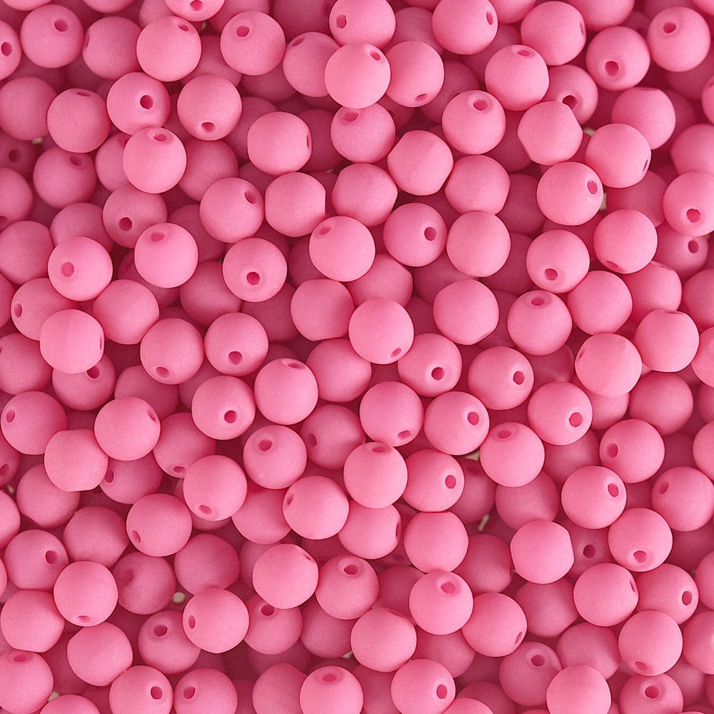 PRECIOSA Czech Glass Bead Strand 4mm, Velvet Soft Pink