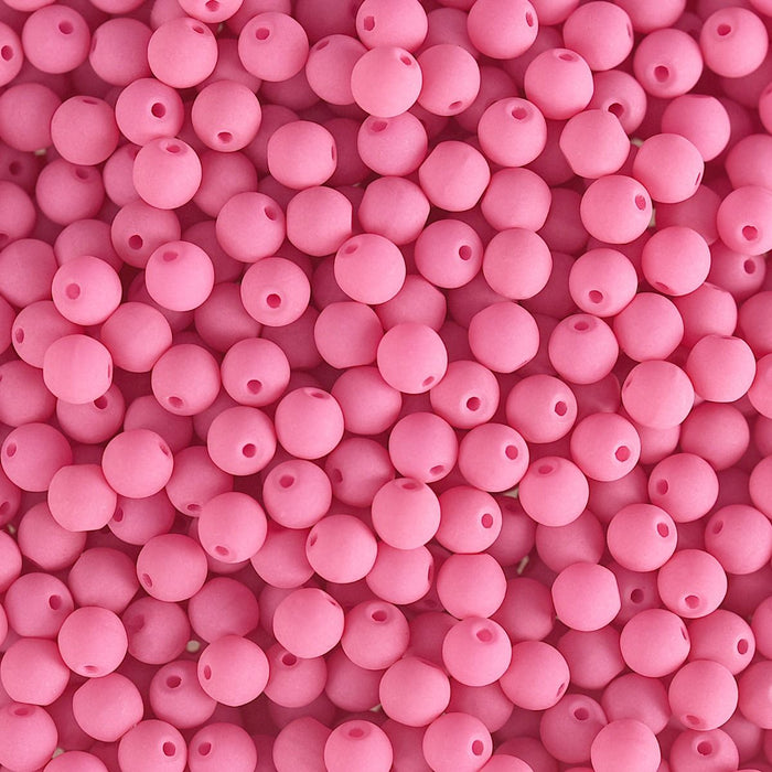 PRECIOSA Czech Glass Bead Strand 4mm, Velvet Soft Pink