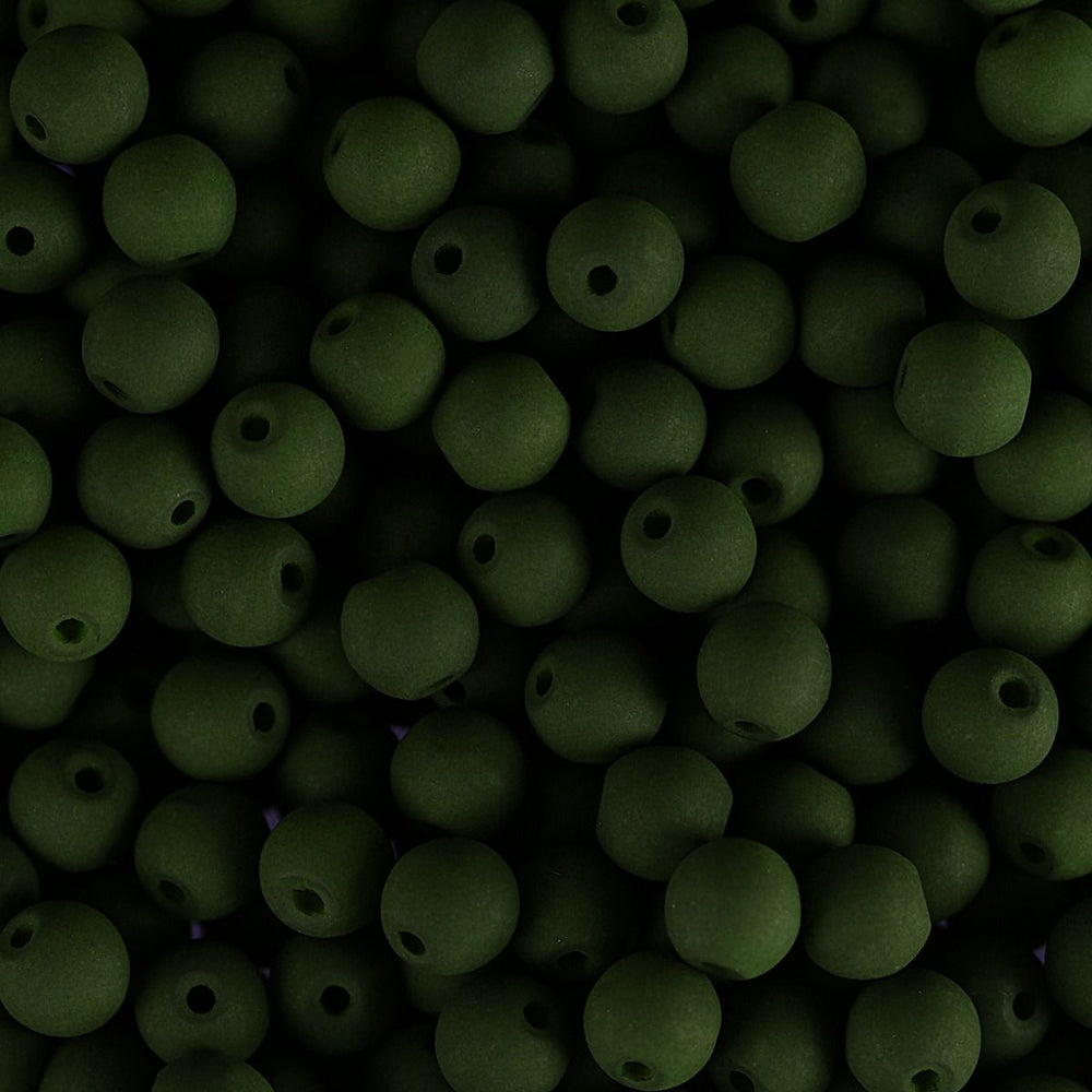 PRECIOSA Czech Glass Bead Strand 6mm, Velvet Dark Green