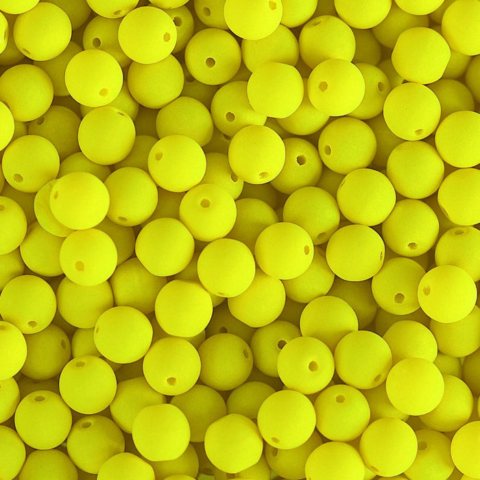 PRECIOSA Czech Glass Bead Strand 6mm, Velvet Neon Yellow
