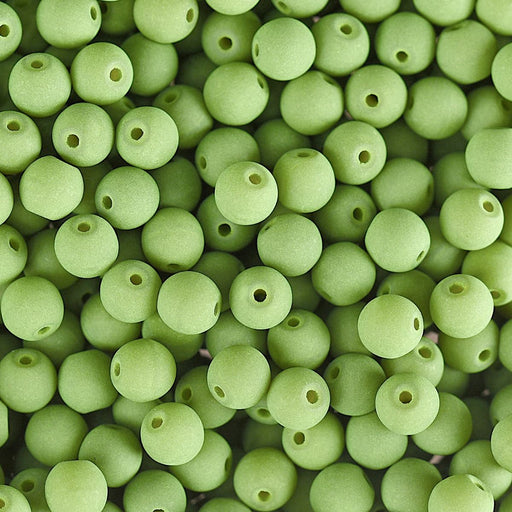 PRECIOSA Czech Glass Bead Strand 6mm, Velvet Soft Lime