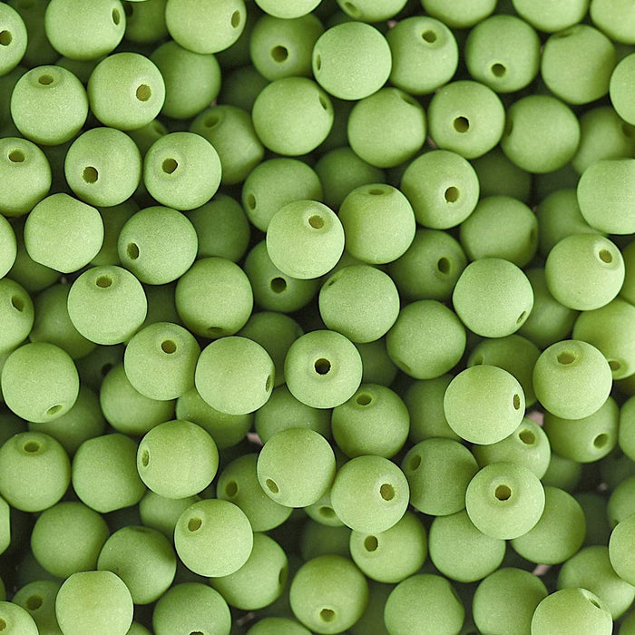 PRECIOSA Czech Glass Bead Strand 6mm, Velvet Soft Lime