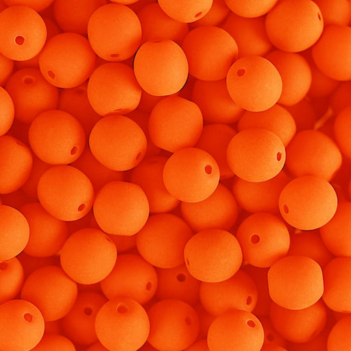 PRECIOSA Czech Glass Bead Strand 8mm, Velvet Neon Orange