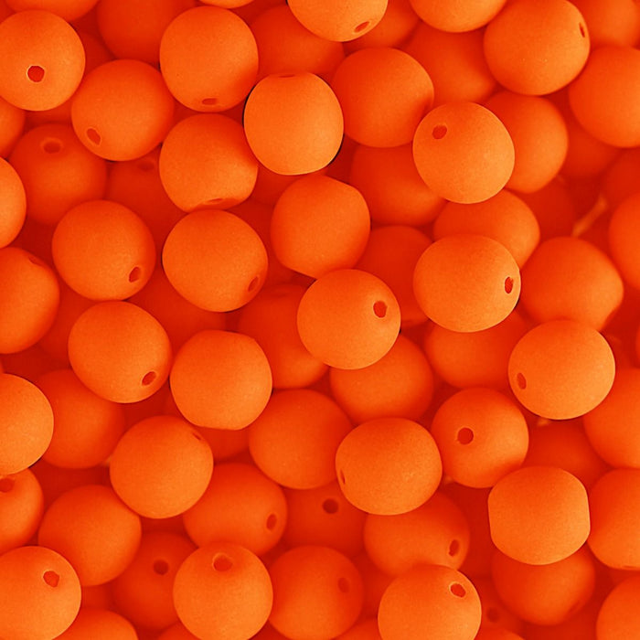 PRECIOSA Czech Glass Bead Strand 8mm, Velvet Neon Orange