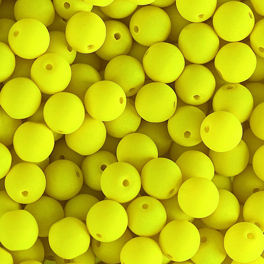 PRECIOSA Czech Glass Bead Strand 8mm, Velvet Neon Yellow