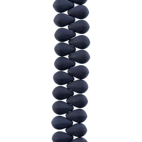 PRECIOSA Czech Glass Drop Bead Strand 6x9mm, Velvet Black
