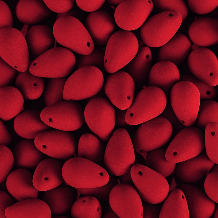 PRECIOSA Czech Glass Drop Bead Strand 6x9mm, Velvet Cherry