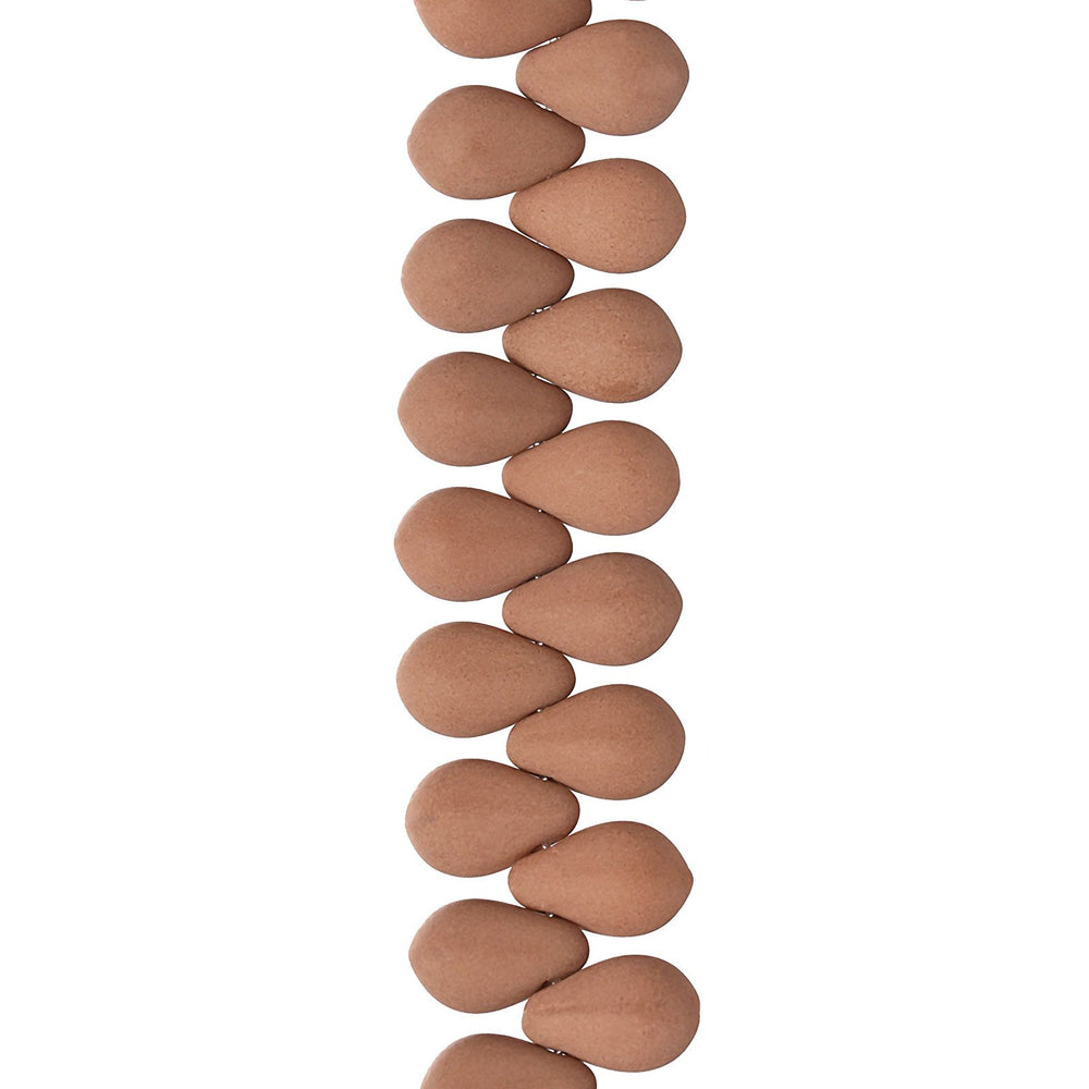 PRECIOSA Czech Glass Drop Bead Strand 6x9mm, Velvet Cocoa