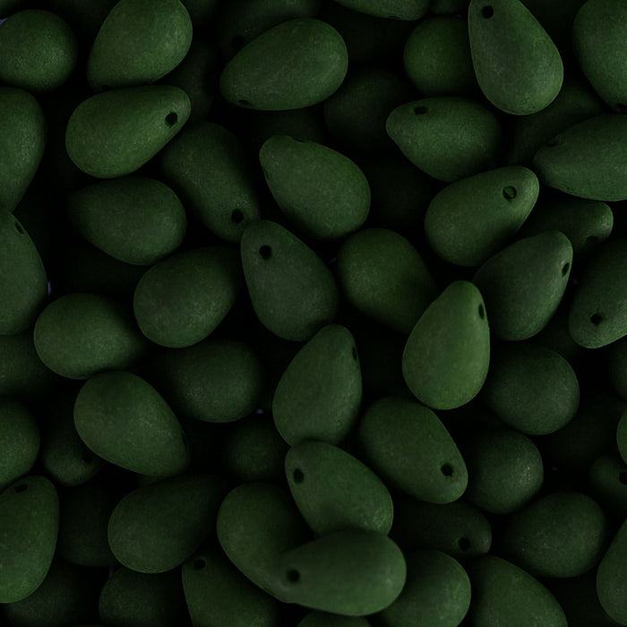 PRECIOSA Czech Glass Drop Bead Strand 6x9mm, Velvet Dark Green