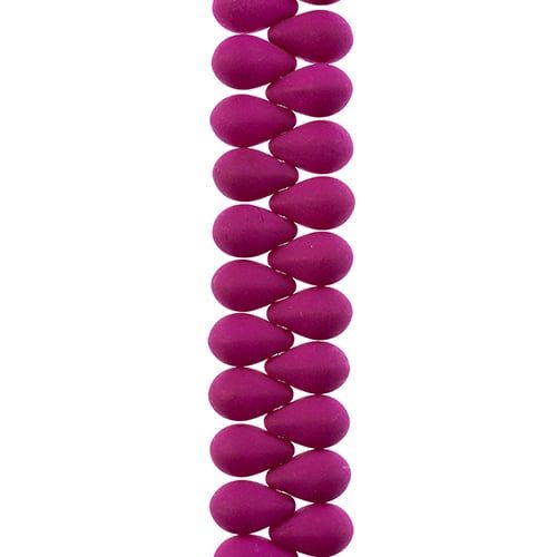PRECIOSA Czech Glass Drop Bead Strand 6x9mm, Velvet Fuchsia