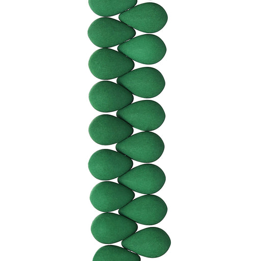 PRECIOSA Czech Glass Drop Bead Strand 6x9mm, Velvet Irish Green