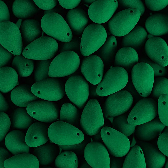 PRECIOSA Czech Glass Drop Bead Strand 6x9mm, Velvet Irish Green