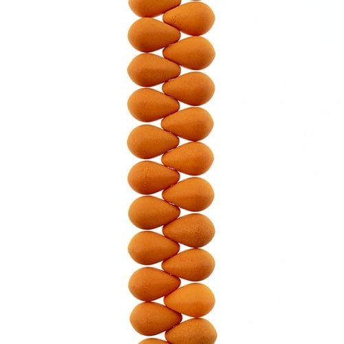 PRECIOSA Czech Glass Drop Bead Strand 6x9mm, Velvet Mustard Yellow