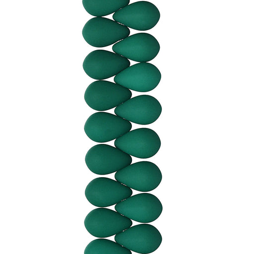 PRECIOSA Czech Glass Drop Bead Strand 6x9mm, Velvet Petrol