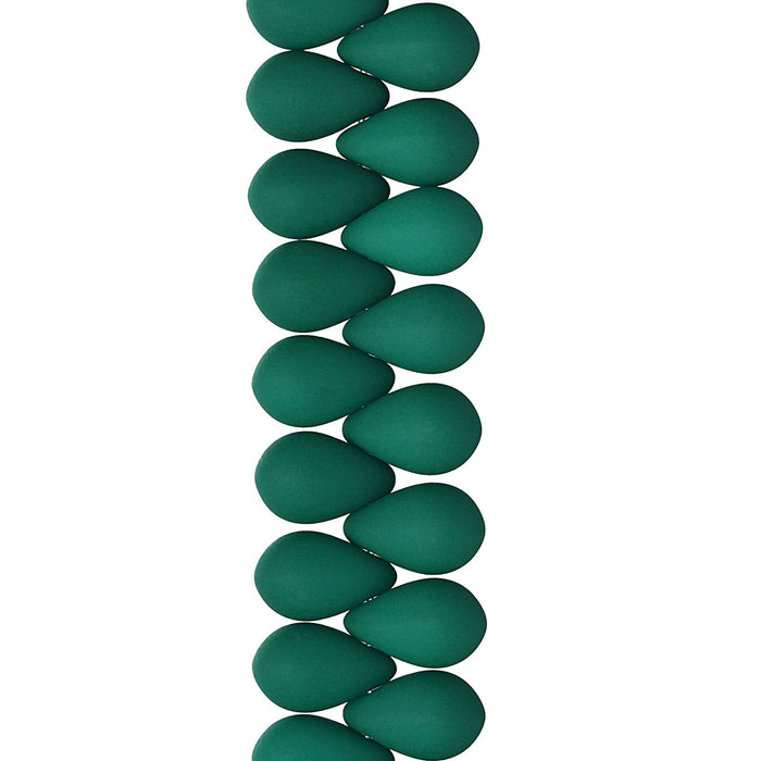 PRECIOSA Czech Glass Drop Bead Strand 6x9mm, Velvet Petrol