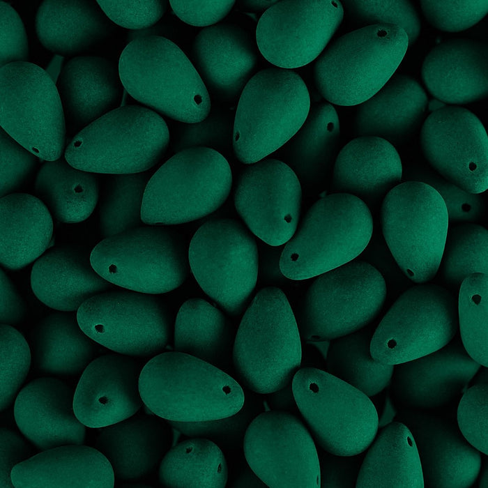 PRECIOSA Czech Glass Drop Bead Strand 6x9mm, Velvet Petrol