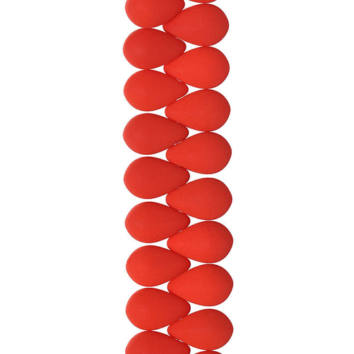 PRECIOSA Czech Glass Drop Bead Strand 6x9mm, Velvet Red Coral