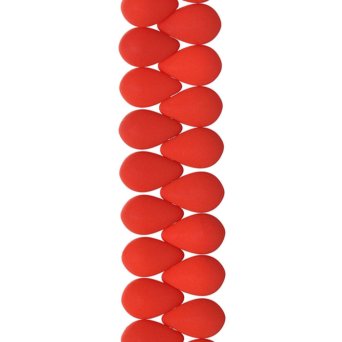 PRECIOSA Czech Glass Drop Bead Strand 6x9mm, Velvet Red Coral