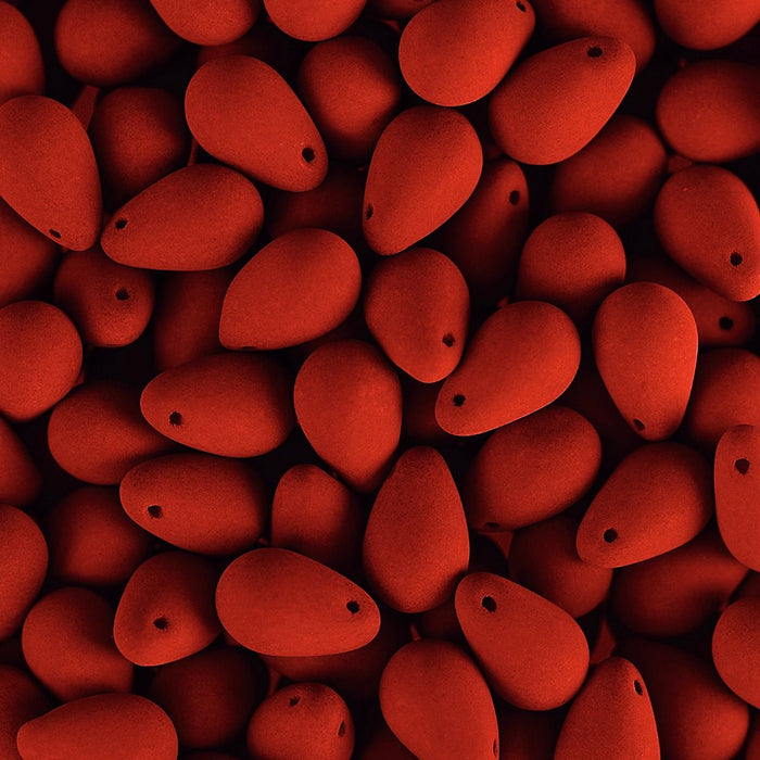 PRECIOSA Czech Glass Drop Bead Strand 6x9mm, Velvet Red Coral