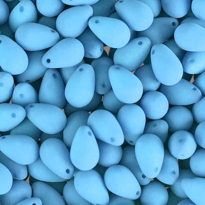 PRECIOSA Czech Glass Drop Bead Strand 6x9mm, Velvet Sky Blue
