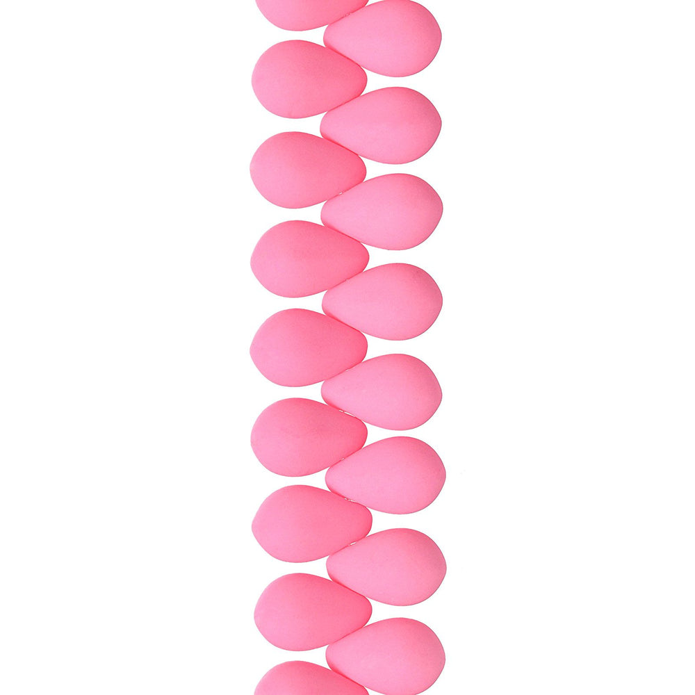 PRECIOSA Czech Glass Drop Bead Strand 6x9mm, Velvet Soft Pink