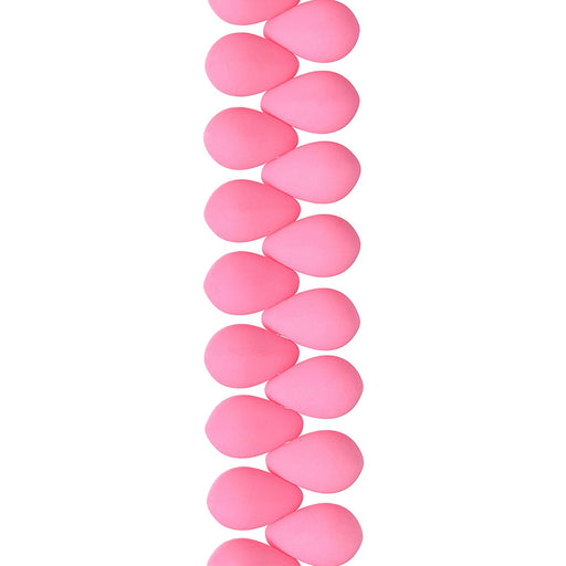 PRECIOSA Czech Glass Drop Bead Strand 6x9mm, Velvet Soft Pink