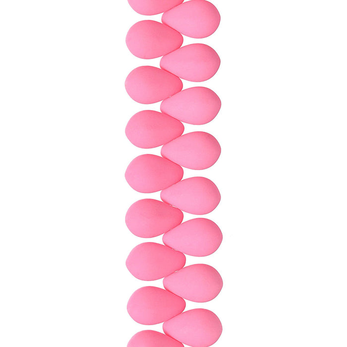 PRECIOSA Czech Glass Drop Bead Strand 6x9mm, Velvet Soft Pink