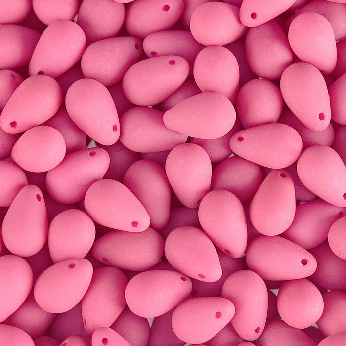 PRECIOSA Czech Glass Drop Bead Strand 6x9mm, Velvet Soft Pink
