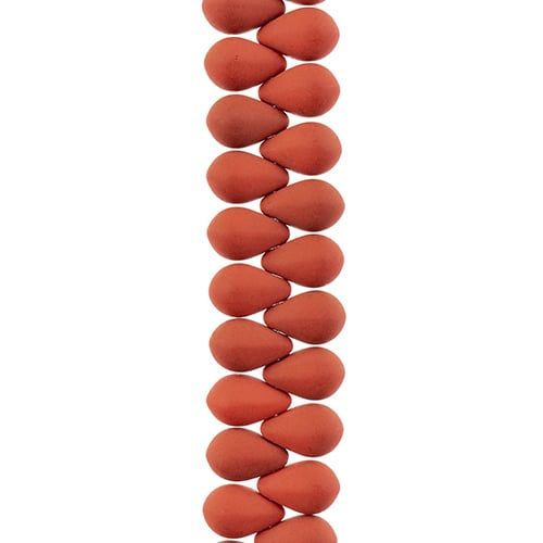 PRECIOSA Czech Glass Drop Bead Strand 6x9mm, Velvet Terracotta