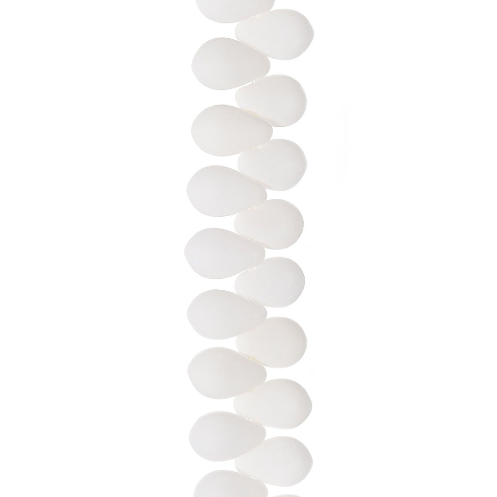 PRECIOSA Czech Glass Drop Bead Strand 6x9mm, Velvet White