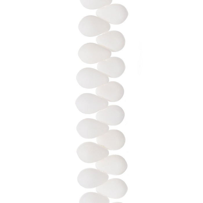 PRECIOSA Czech Glass Drop Bead Strand 6x9mm, Velvet White
