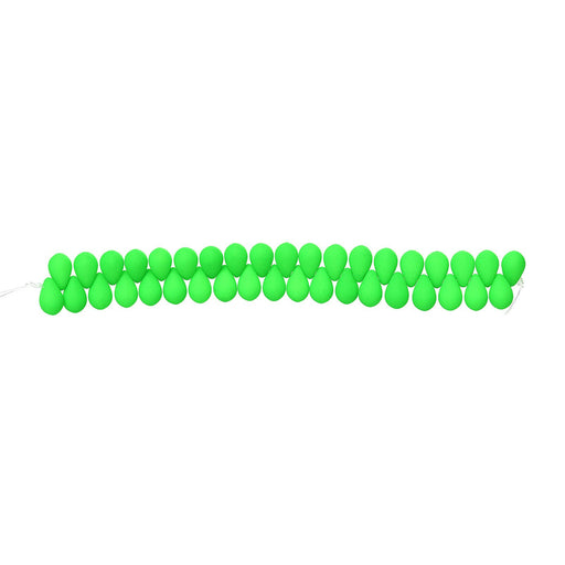 PRECIOSA Czech Glass Drop Bead Strand 6x9mm, Velvet Neon Green