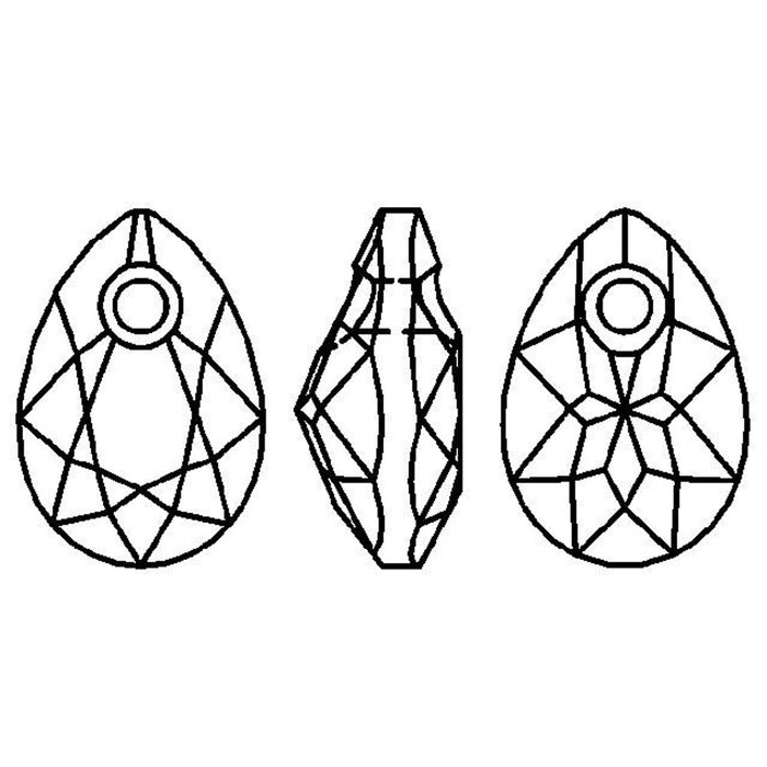 PRESTIGE Crystal, #6433 Pear Cut Pendant 9mm, Light Rose (1 Piece)